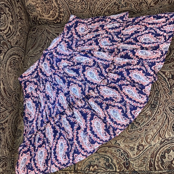 Bethany Mota Paisley Print Ruffled/Tiered Skirt in Blue - Size XS - Picture 1 of 5